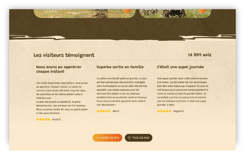 Avis clients, étoiles, témoignages et fond beige, expertise digitale Nematis reconnue.