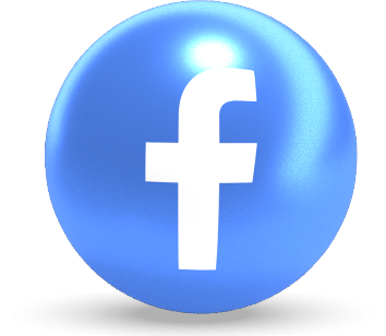 Logo Facebook bleu brillant, sphère 3D, fond clair, symbole d'optimisation de présence digitale.