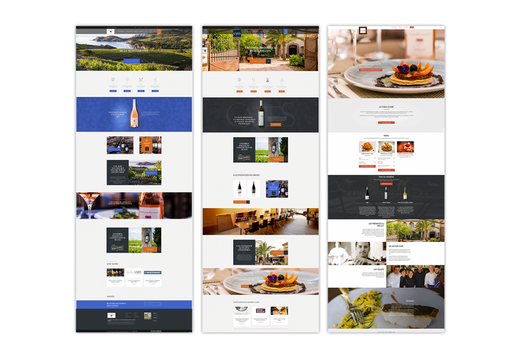 Trois maquettes modernes illustrent l'expertise digitale Nematis pour restaurants et bars.