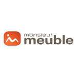 Logo "monsieur meuble" : carré orange, design blanc, texte gris en bas de casse sur fond blanc.