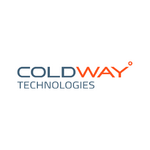 Logo COLDWAY TECHNOLOGIES, bleu et orange, fond blanc, symbole degré au-dessus du Y.