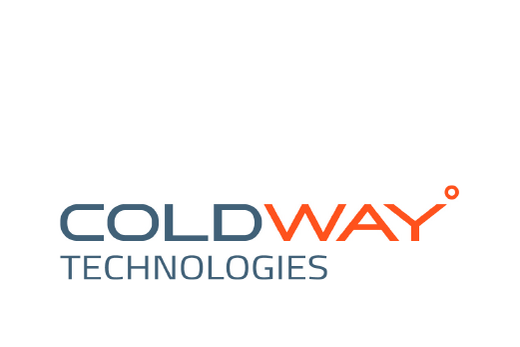 Logo Coldway Technologies : COLD/TECHNOLOGIES bleu, WAY orange, symbole degré sur Y, fond blanc.