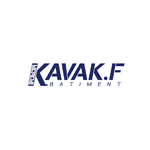 Logo "KAVAK.F BATIMENT" bleu, bâtiment stylisé dans le "K", fond blanc, évoque expertise immobilière.