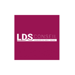 Logo carré marron "LDS CONSEIL", barre "AVOCATS EN DROIT SOCIAL" sur fond blanc, style professionnel.